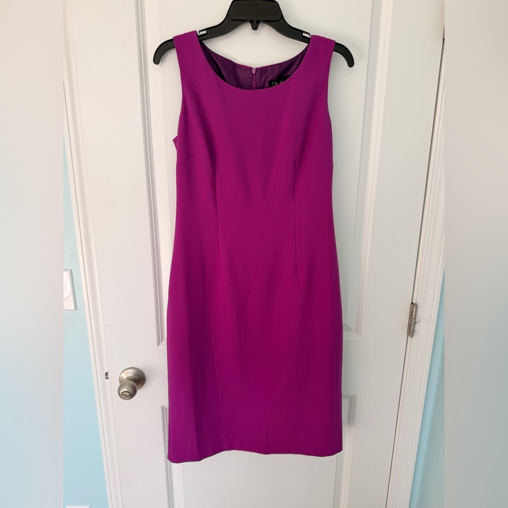 Bright Fuchsia Pink Sheath Dress Sleeveless Career Cocktail Wedding Guest Size 8